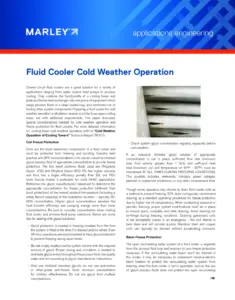 Fluid Cooler Cold Weather Operation