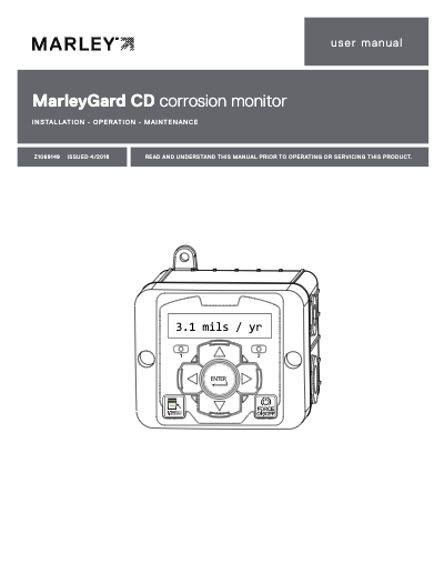 MarleyGard CD Corrosion Monitor IOM User Manual