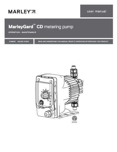 MarleyGard CD Chemical Metering Pump IOM User Manual