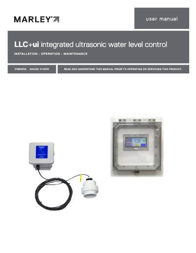 LLC+ui integrated ultrasonic water level control User Manual